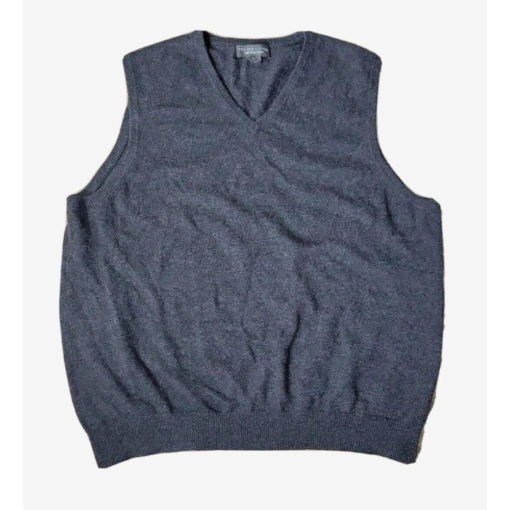 Men's Store Bloomingdale's Men XL Gray Knit Sweater Vest 100% Cashmere Luxury
